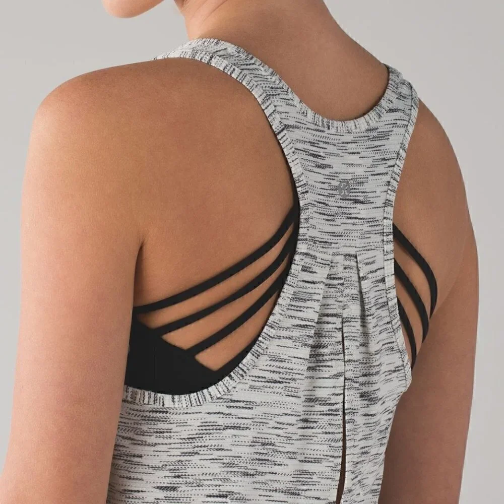 Lululemon Salute the Sun Singlet II Tiger Space Dye Black White